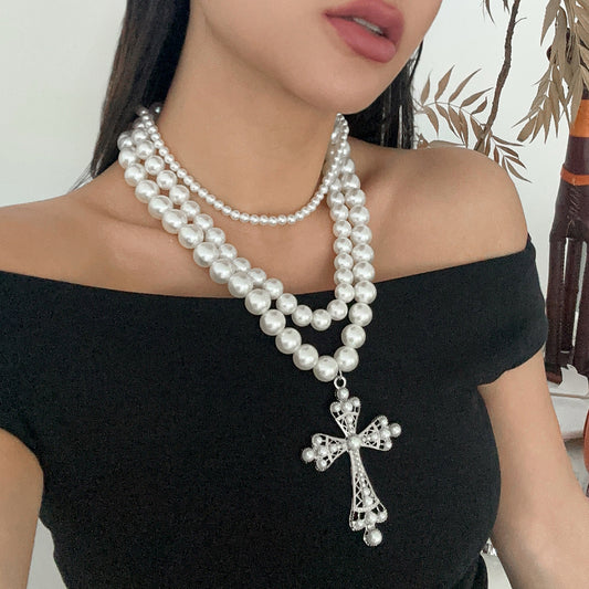 Punk Pearl Layered Necklace Set